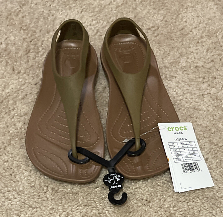 Crocs Womens Size 4 Bronze Standard Fit Flip Flop NWT! A2631