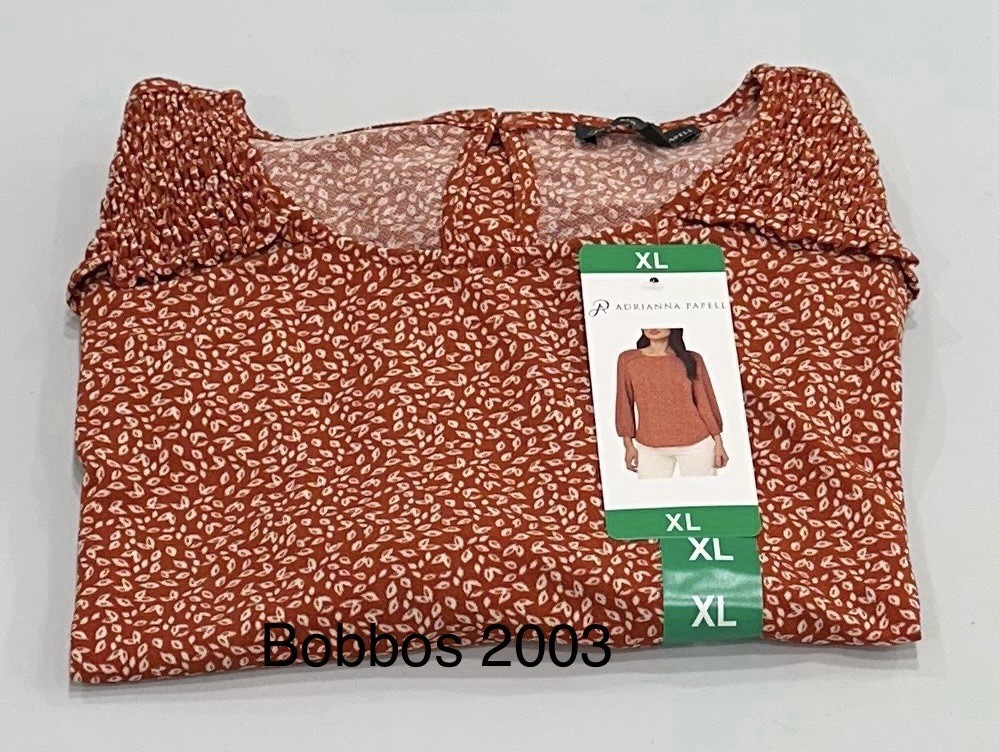 Adrianna Papell Women's 3/4 Sleeve Stretch Soft Blouse, Orange, Size XL