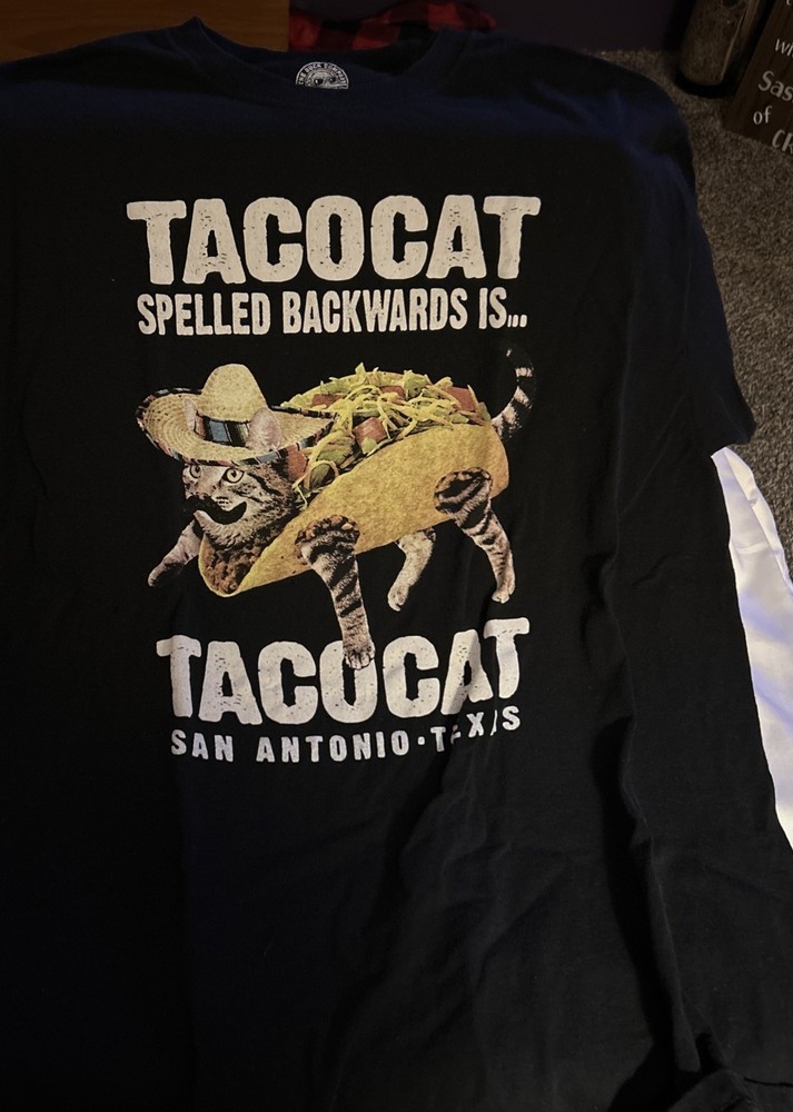 The Duck Company  Large Black Taco Cat T Shirt San Antonio Tx Regular Fit Unisex