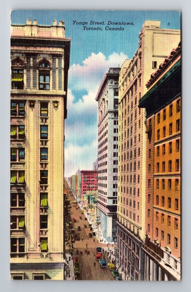 Toronto Ontario Canada, Yonge Street, Downtown, Antique Vintage Postcard