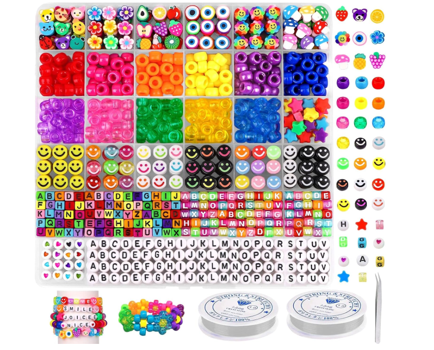 Bracelet Making Kit Pony Beads Fruite Flower Polymer Clay Beads Letter Beads for