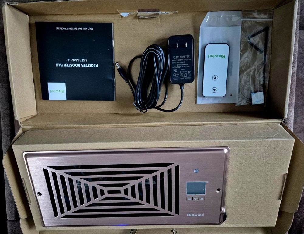 Biowind Quiet Register Booster Fan 10 Speed W/ Remote, Bronze, 4x10