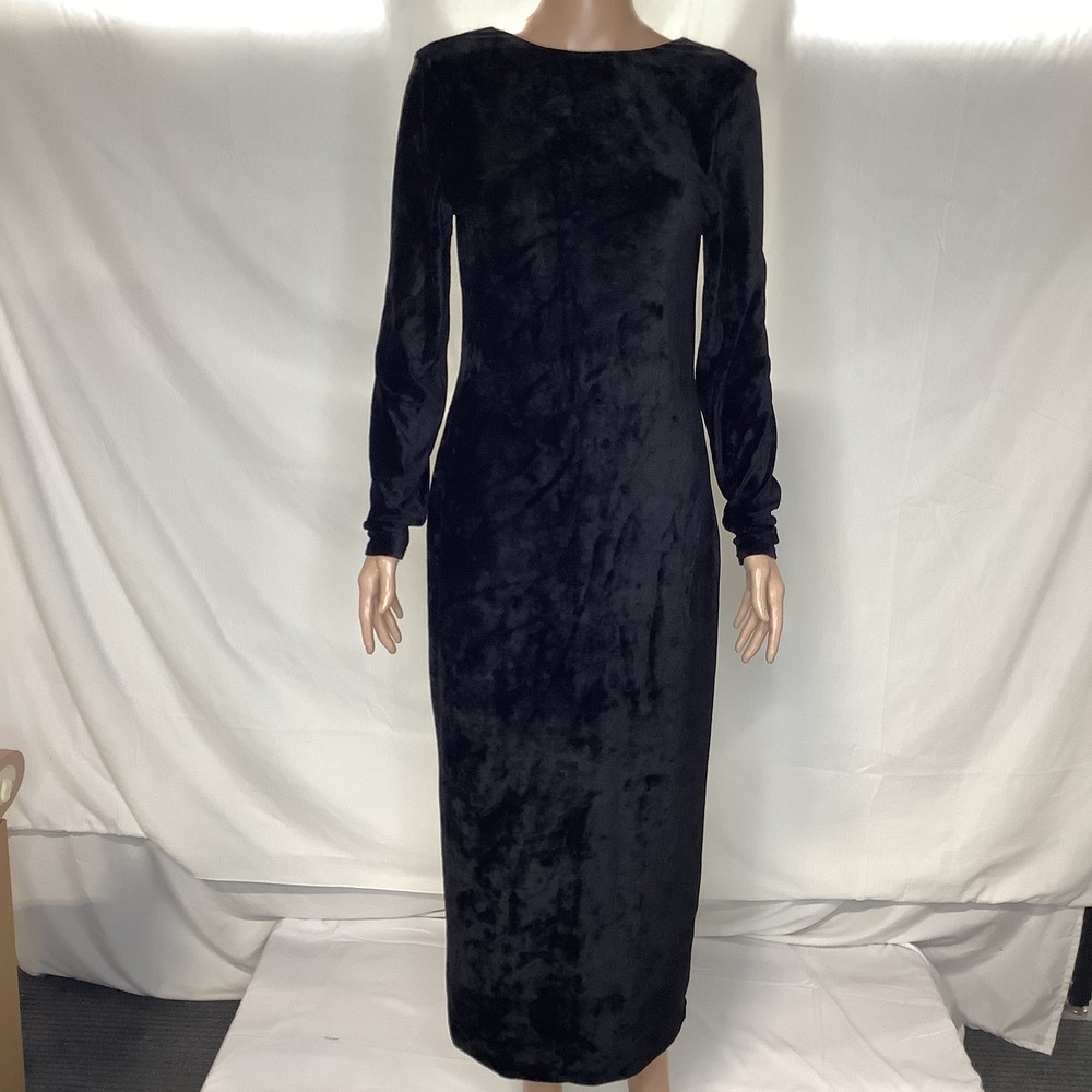 Polo Ralph Lauren Women's Dress Velvet Scoopback Size M Black