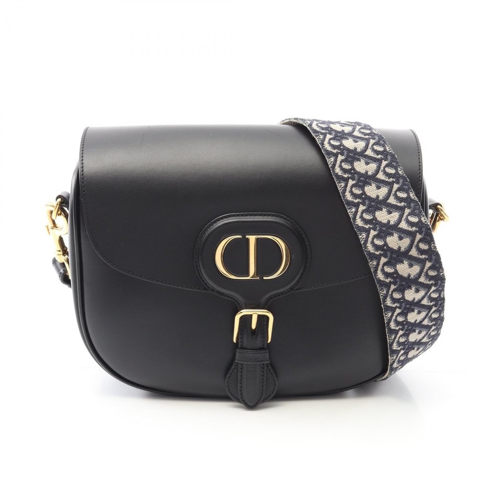 Christian Dior BOBBY Large Black Leather Shoulder Crossbody Bag for Women Pre-Owned