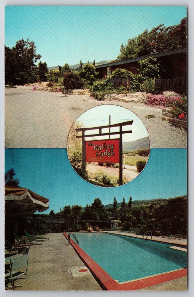 Carmel Valley CA The Valley Lodge Resort Motel Swimming Pool Vintage Postcard