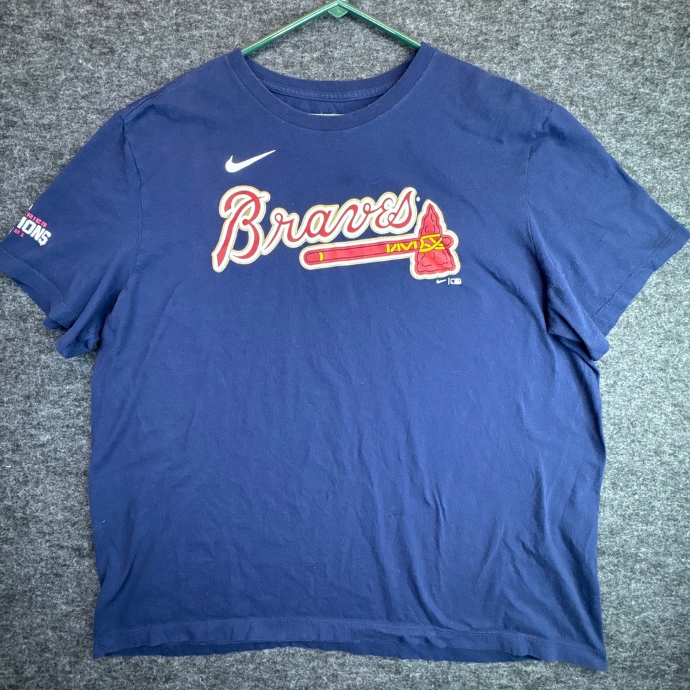 Nike Atlanta Braves T-Shirt Mens XXL Blue 2021 World Series Champions