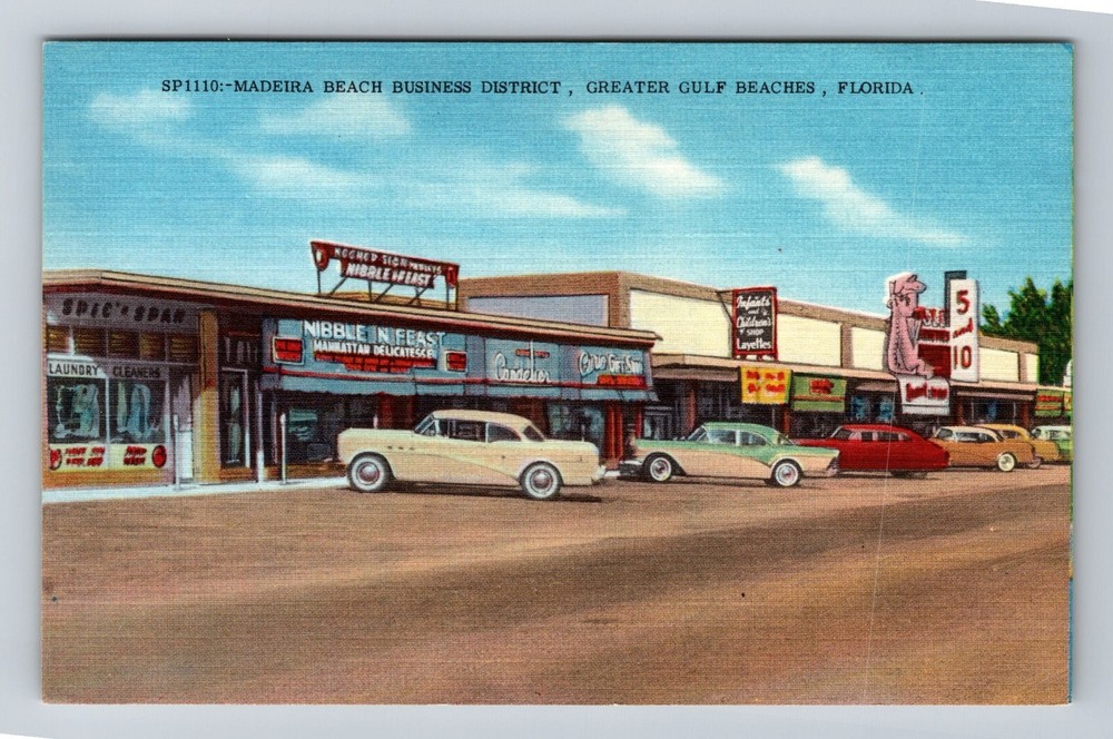 Greater Gulf Beaches FL-Florida Madeira Beach Business District Vintage Postcard