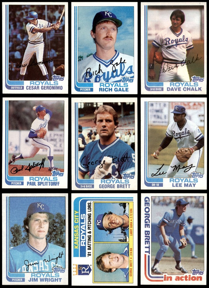 1982 Topps Royals Almost Complete Team Set 7.5 - NM+ 6940685 (27 / 28 cards)