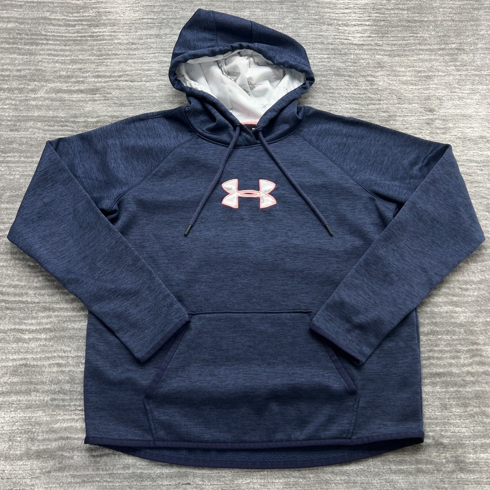 Under Armour Hoodie Size M Womens Loose Fit Cold Gear Hooded Sweatshirt Blue