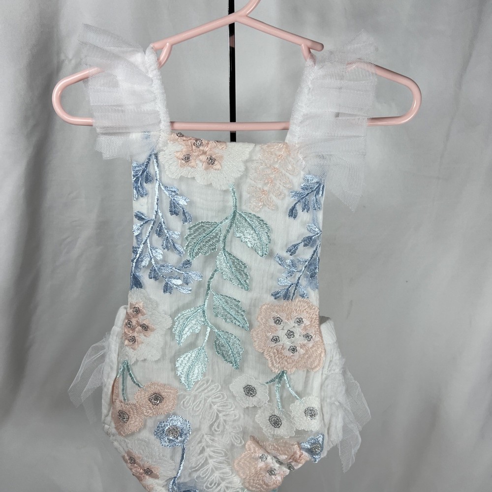 Newborn Baby Girl Outfit One Piece Lace  Backless Tutu Romper  Photo Shoot