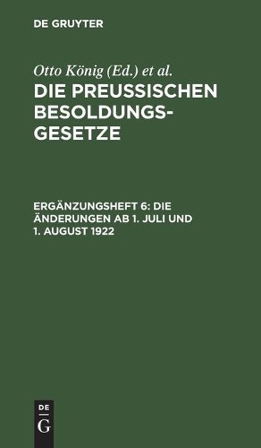 Die Änderungen AB 1. Juli Und 1. August 1922 (Hardback)Another great item from Rarewaves USA | Free delivery!