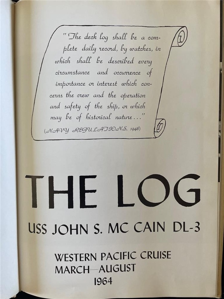 THE LOG USS JOHN McCAIN DL-3 WESTERN PACIFIC CRUISE MARCH-AUGUST 1964 