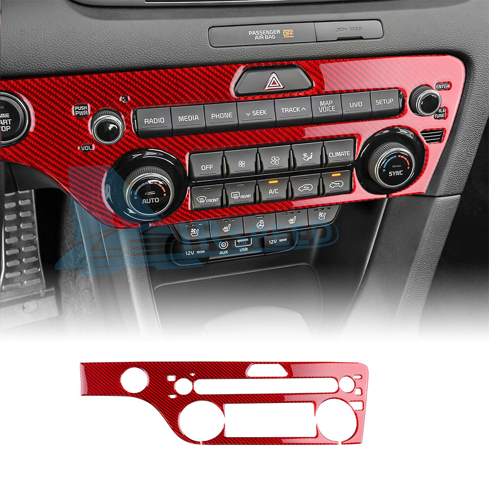 Carbon Fiber AC Air Conditioner Button Panel Cover For Kia Sportage 2017-21 Red