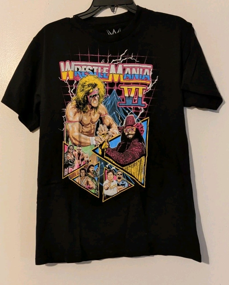 Vintage WWF Wrestle Mania VI Shirt Black adult Size Large