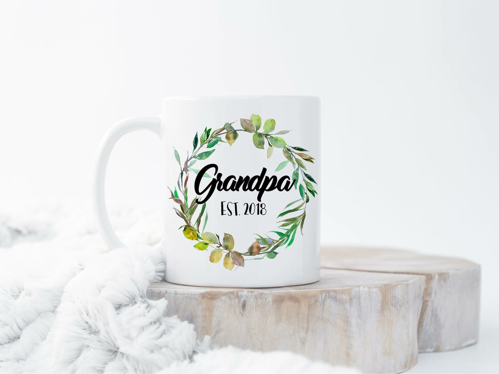 Custom New Grandpa Mug Grandfather Gift Christmas Gifts For Grandpa Est 2018