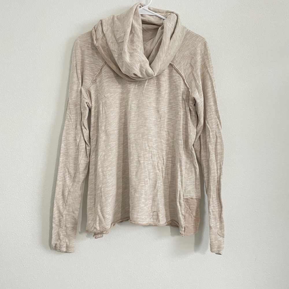 Free People Beach Top Cotton Cocoon Cowl Funnel Neck Tunic One Size Beige