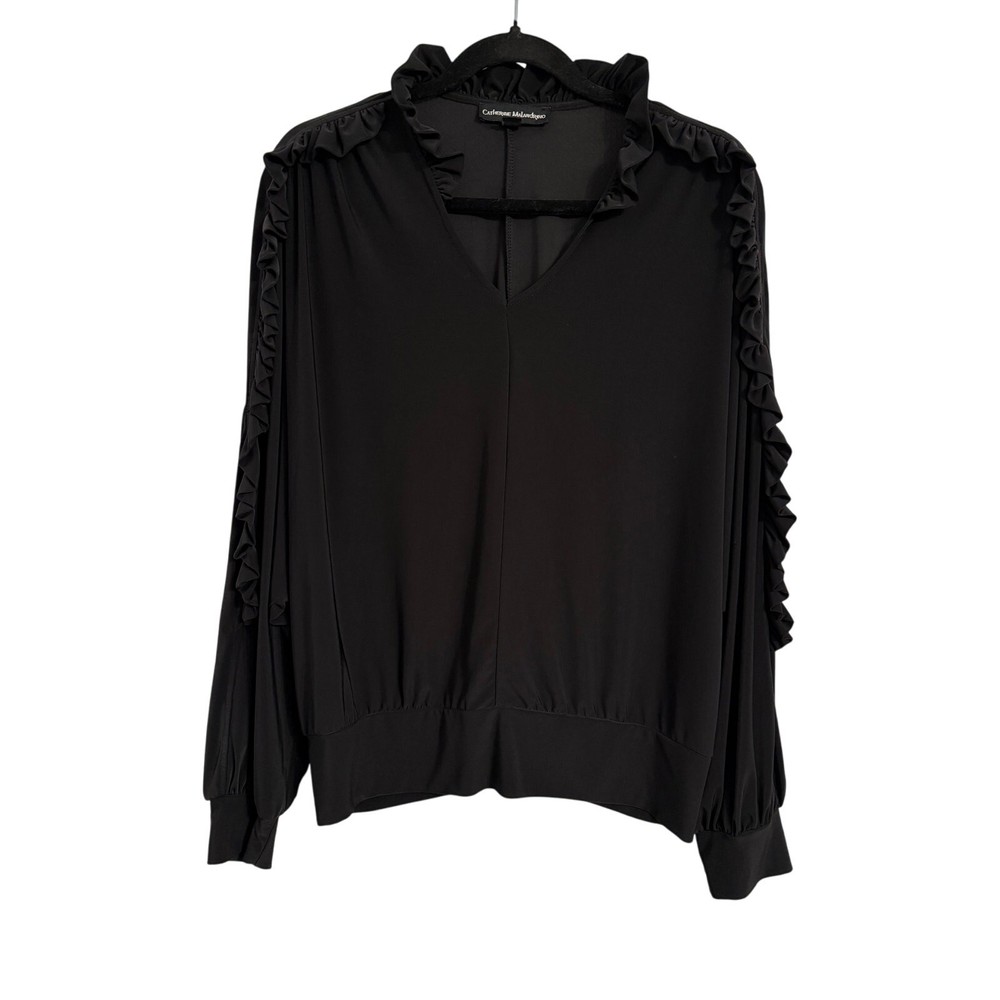 Catherine Malandrino Womens M Whimsigoth Oversized Ruffle Dolman Blouse