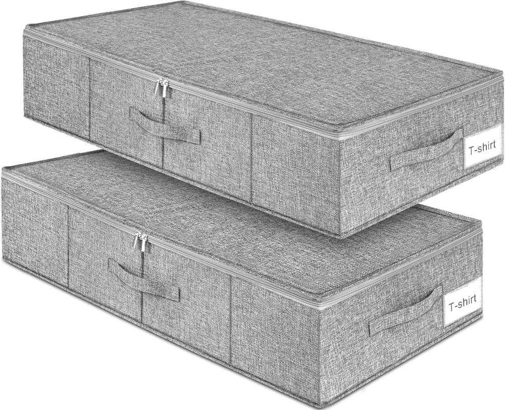 2-Pack Foldable Under Bed Storage Bags with Secure Lids – Space-Saving Organizers for Seasonal Clothing, Bedding, and More – Durable, Compact Design for Easy Storage and Accessibility