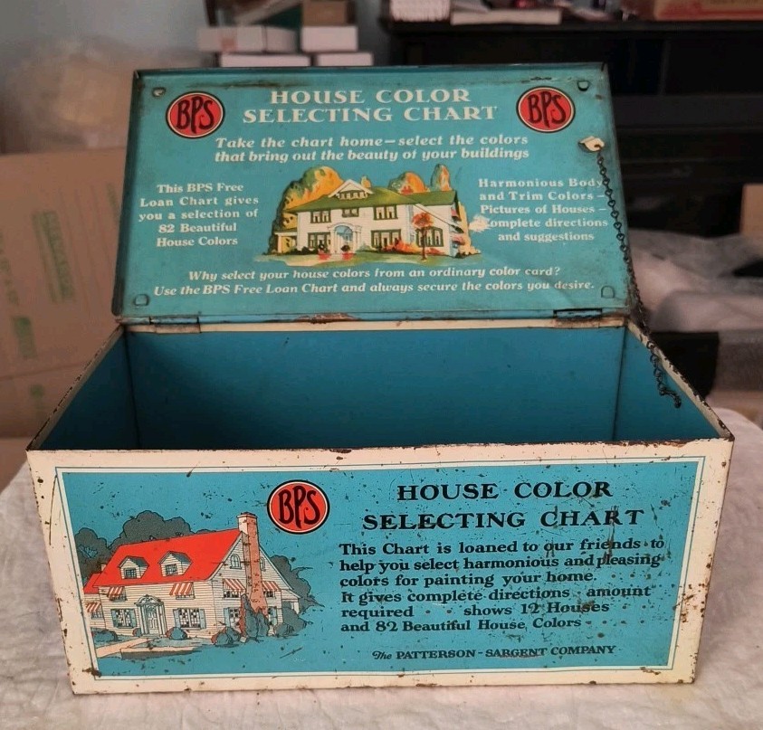 Vintage BPS Paint Store Display Tin Color Chart Box Patterson Sargent Co.