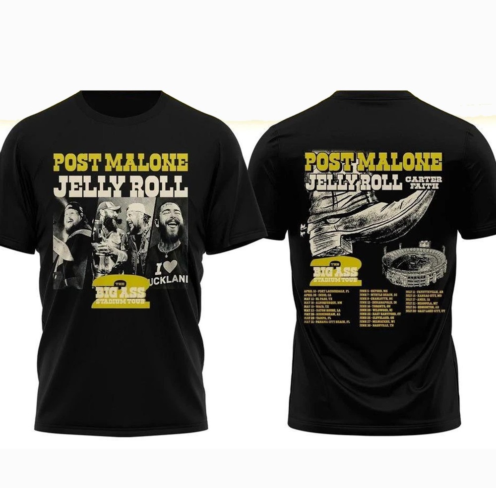 PostMalone x JellyRoll The BIGASS Stadium Tour 2026 Hoodie Or T shirt