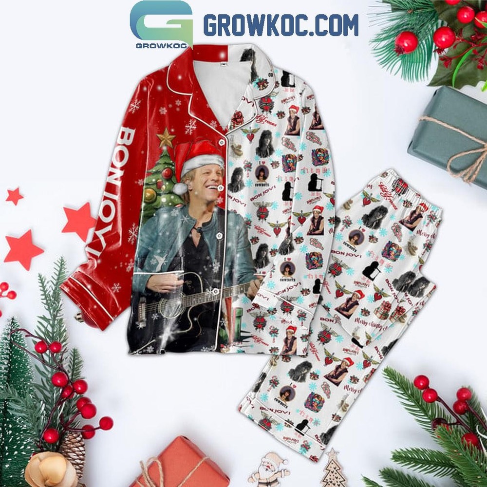 Bon Jovi Holiday Pajama Set with Cowboys Print for Christmas