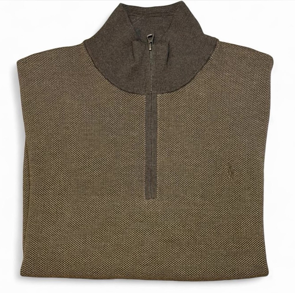 Polo Ralph Lauren Men’s XL Half Zip Sweater Brown 100% Pima Cotton