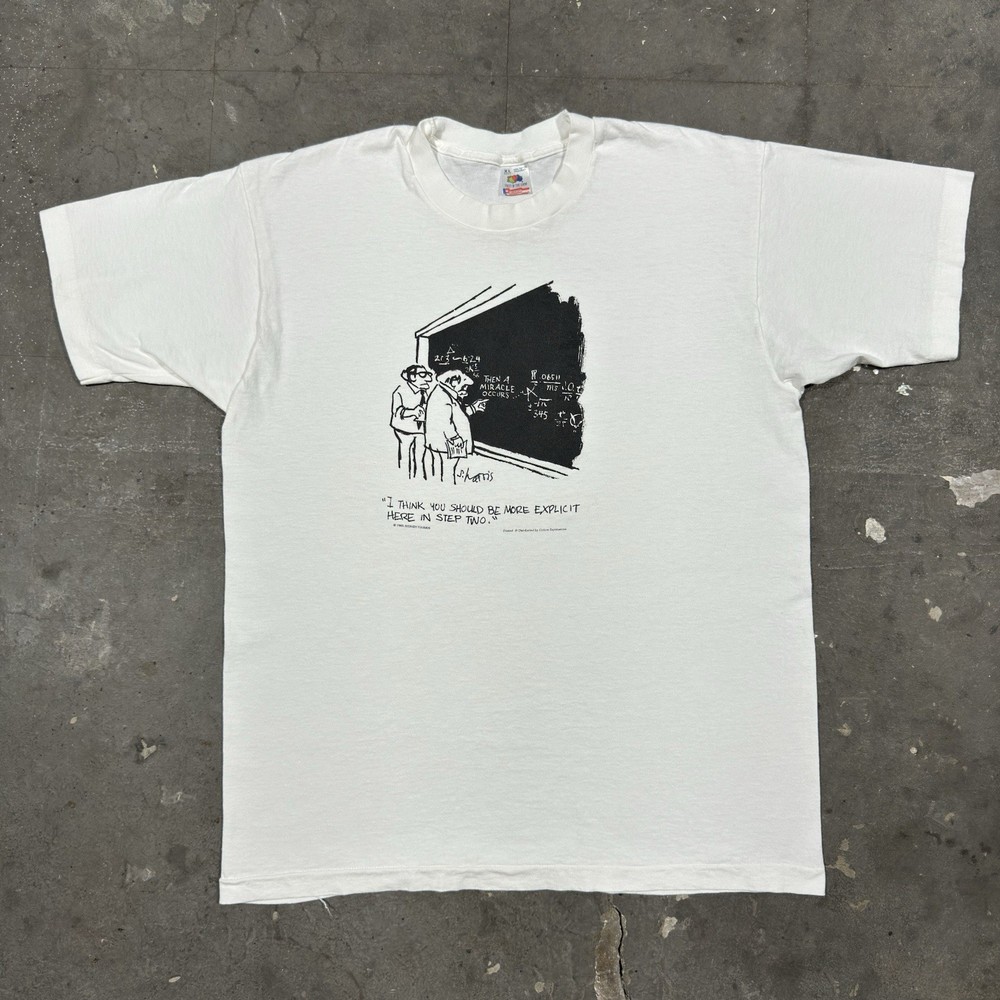 Vintage 90s Single Stitch Sidney Harris White Board Comic T Shirt Men’s XL