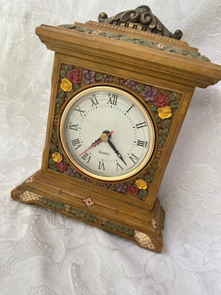 Vintage Hand Painted Floral Mantel Clock