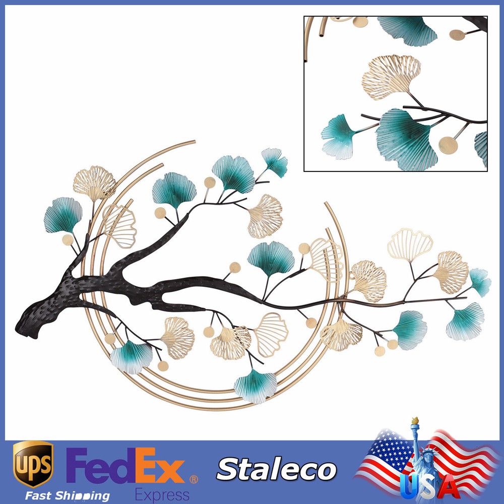 Modern Luxury Metal Wall Nature Art 3D Ginkgo Tree Leaf Metal Wall Decoration