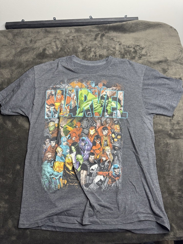 Marvel Men's Graphic Print Crew Neck Short Sleeve T-Shirt Gray Size L