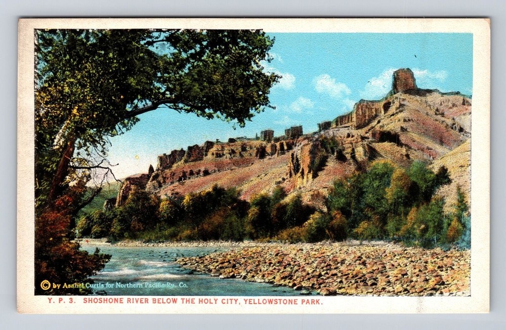 Yellowstone Park WY-Wyoming, Shoshone River Below Holy City, Vintage Postcard