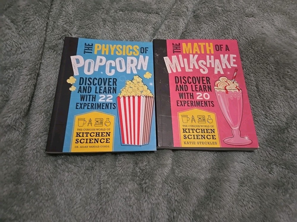 The Curious World Of Kitchen Science 2 Book Lot Physics Popcorn, Math Milkshake