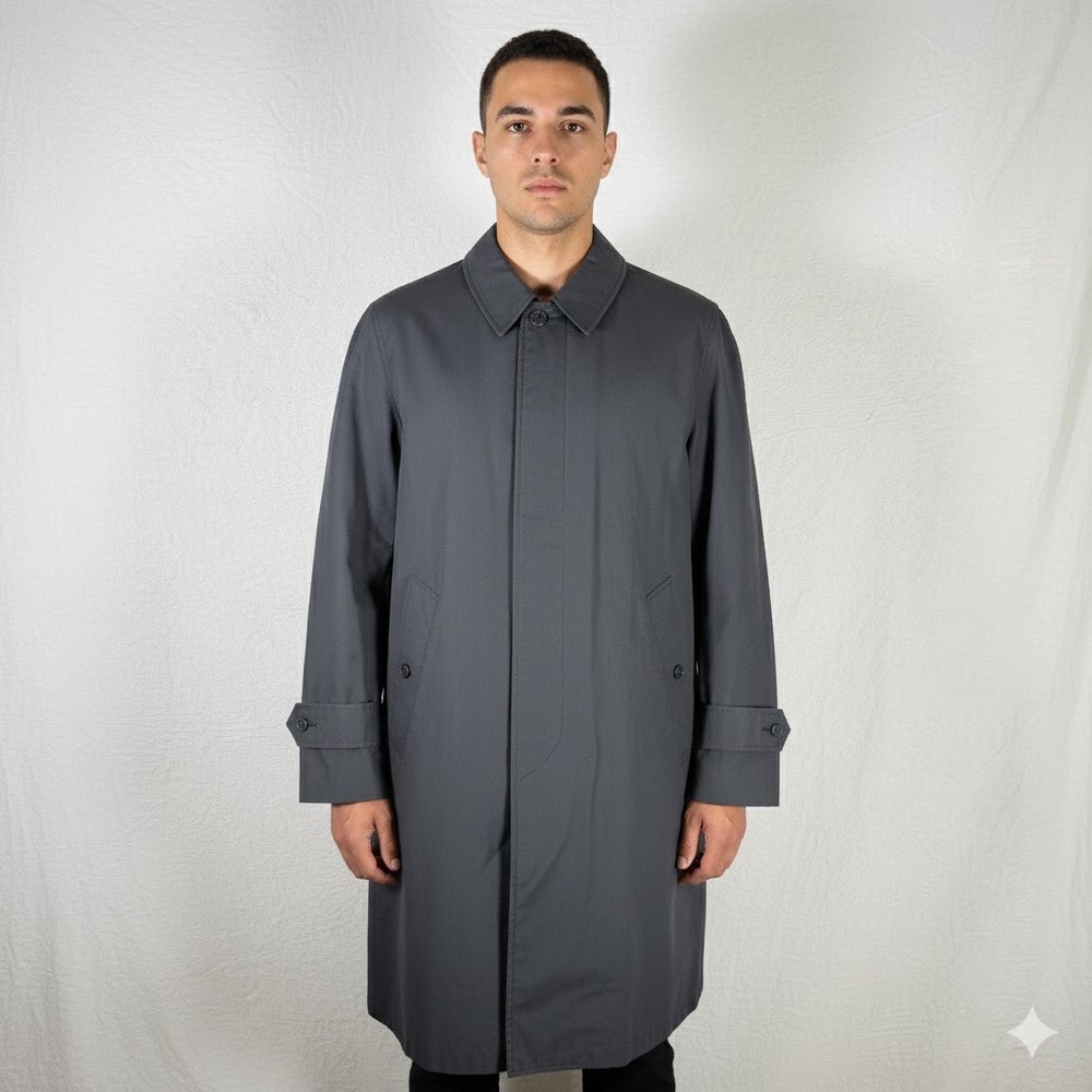 Vtg Sears All Weather Mens Trench Coat Black 46