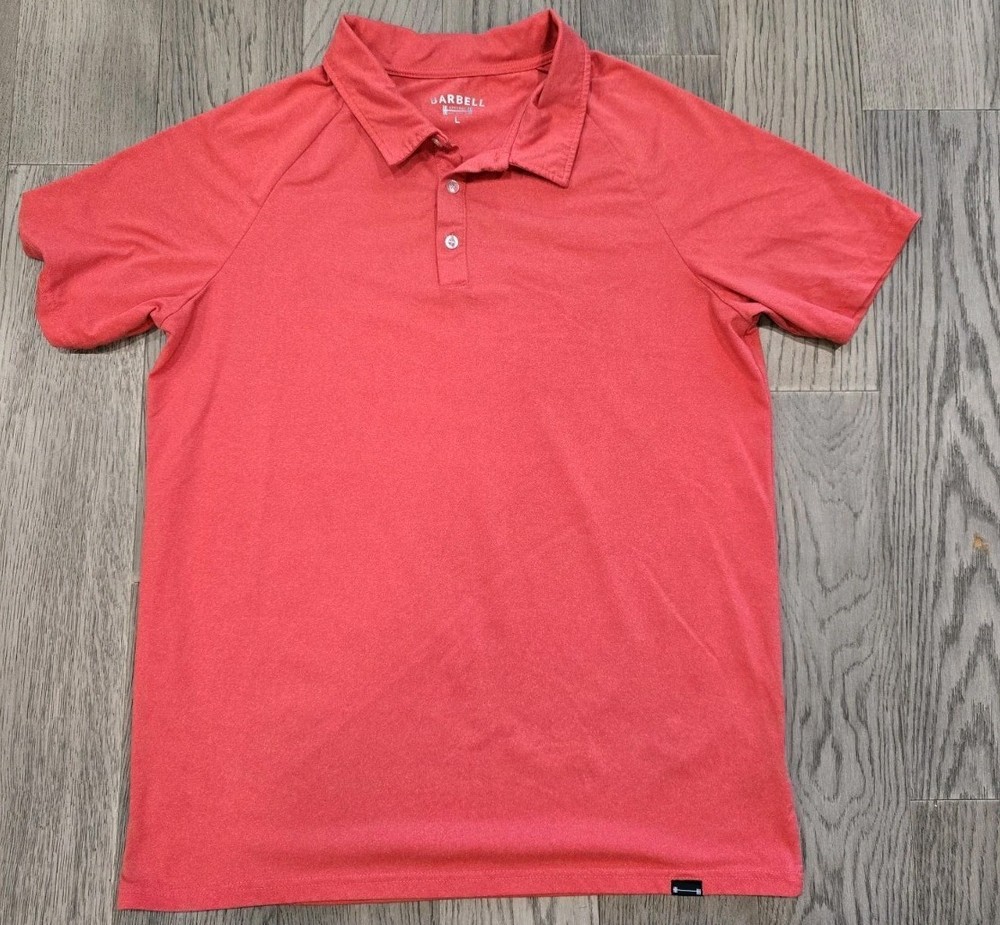 Barbell Apparel Shirt Mens Large Red Polo Short Sleeve Athletic Stretch Soft Gym