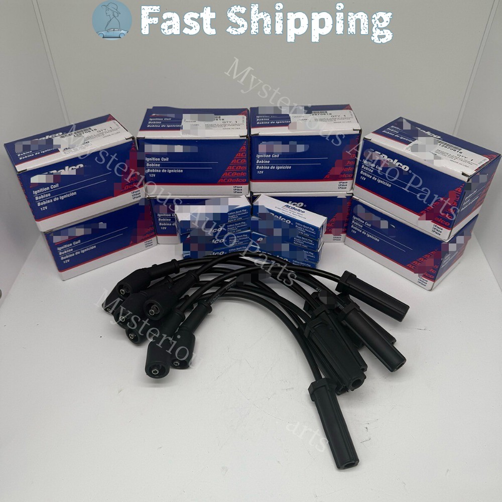 UF413 8 pack Ignition Coils + Spark Plugs + Wire For Chevy GMC 5.3L 6.2L V8 New