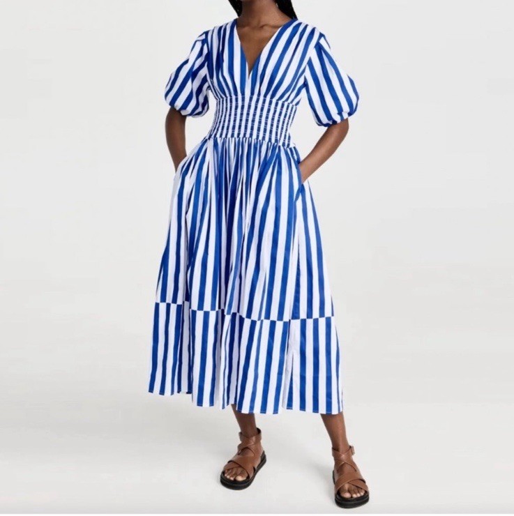 AYR The Extra Extra Dress Marais Blue Regatta Stripe Sz XS EUC