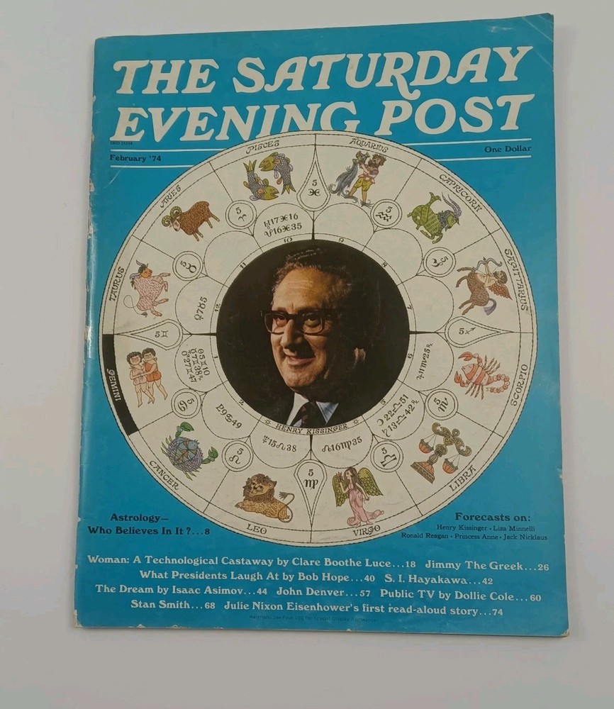 Vintage Magazine The Saturday Evening Post Feb 1974 Zodiac Astrology Rockwell