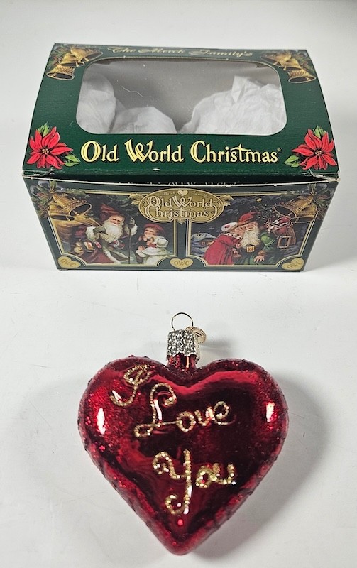 Old World Christmas I LOVE YOU Heart Ornament With Box