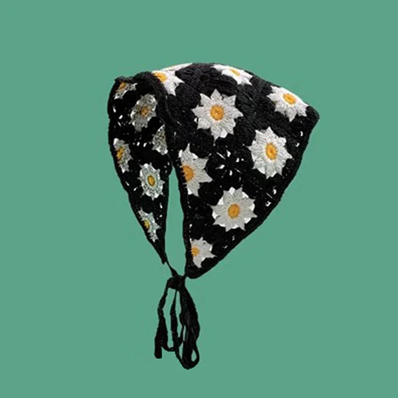 Korean Sweet Cute Handmade Crochet Hollow Triangle Headband Towel for Women Girl
