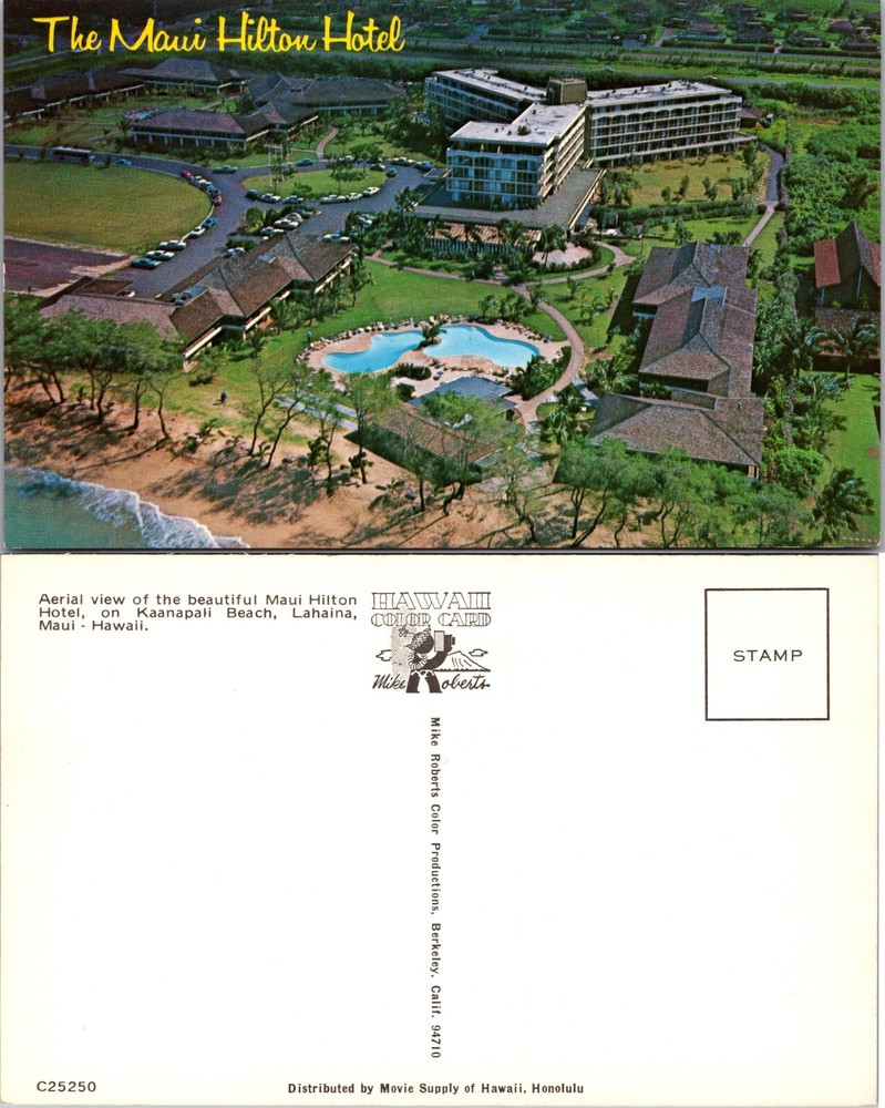 Maui Hilton Hotel Aerial View Kaanapali Beach Lahaina Hawaii HI Postcard