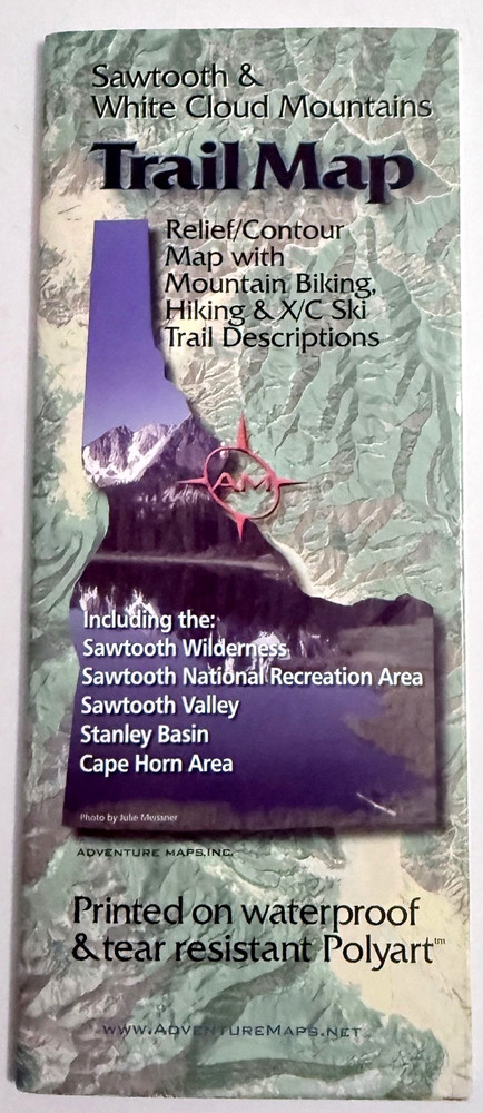 Sawtooth & White Cloud Mountains Trail Map Idaho waterproof tear resistant 2005