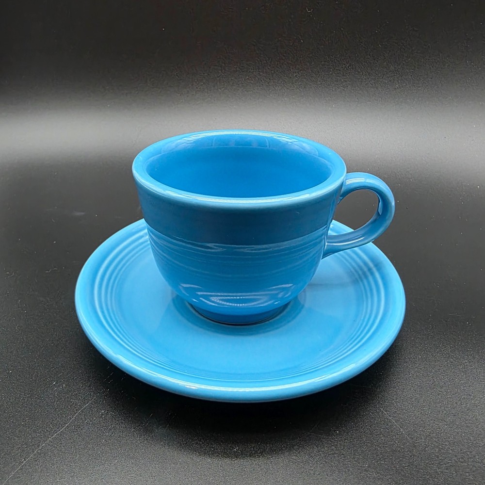 Fiesta Peacock Tea Cup & Saucer Homer Laughlin Fiestaware Retired