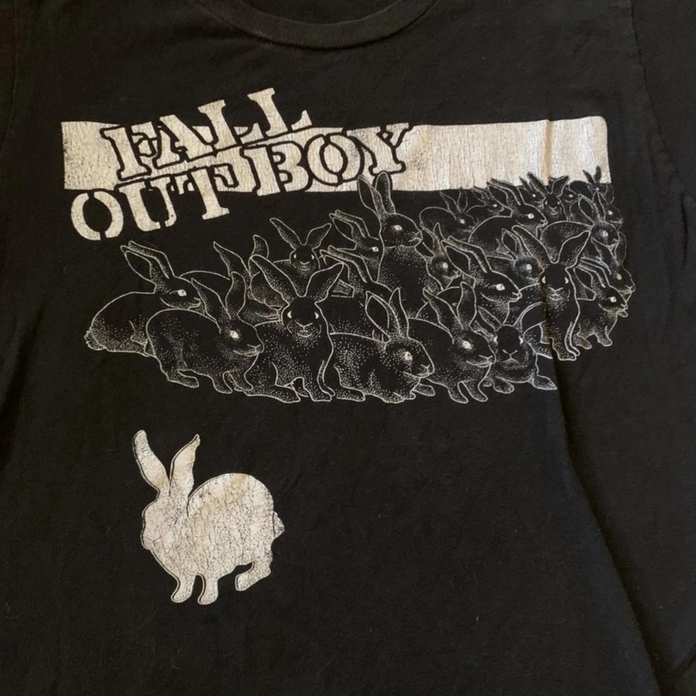 Reprint Fall out boy Rabbits Band Basic Black Short Sleeve Unisex T shirt