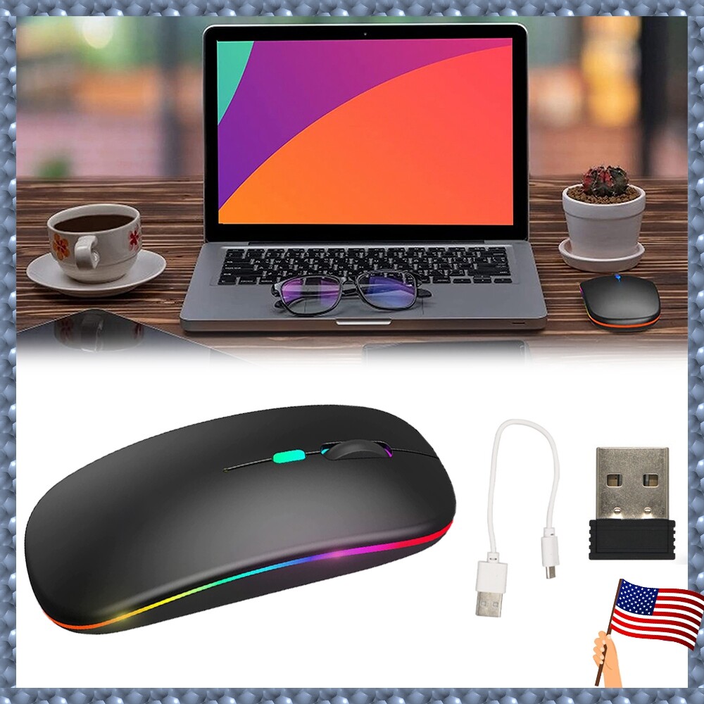 Ergonomic Wireless RGB Gaming Mouse Rechargeable for Laptop & Desktop