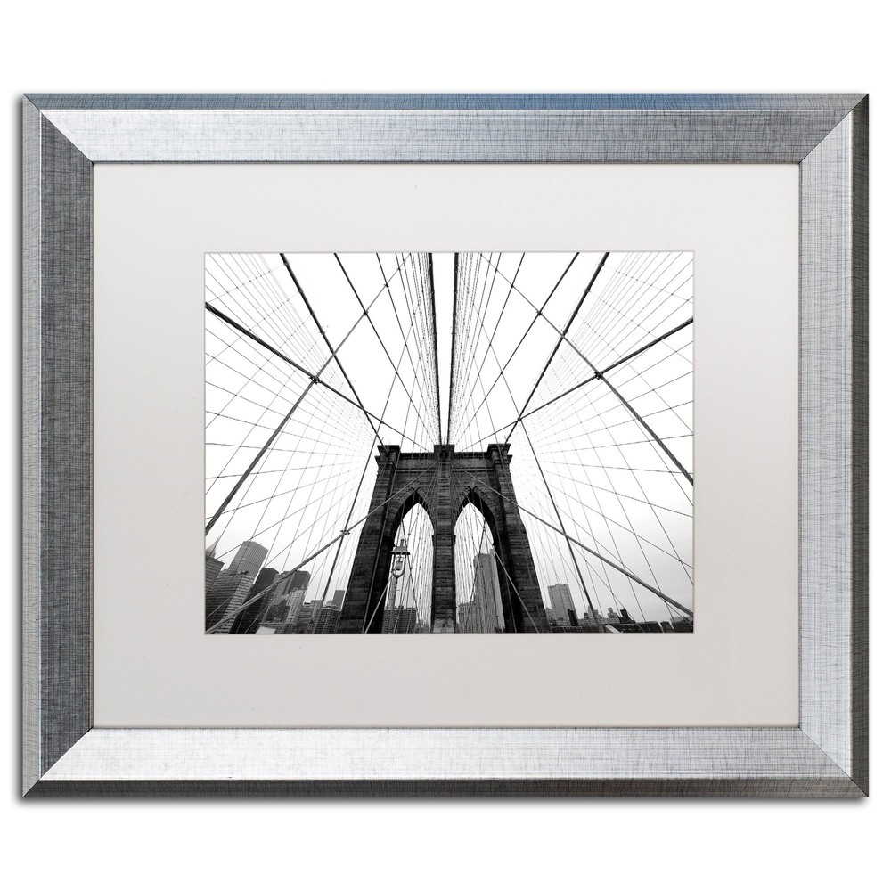 NYC Brooklyn Bridge by Nina Papiorek in Silver Frame, 16 by 20