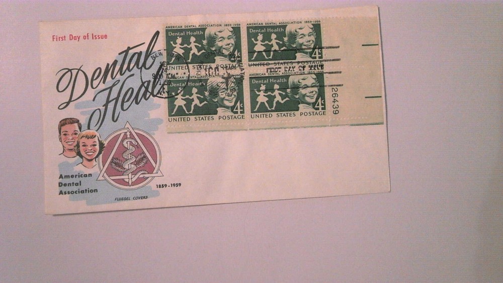 Fluegel Multi-Colored Cachet FDC Scott 1135 Plate Block of 4