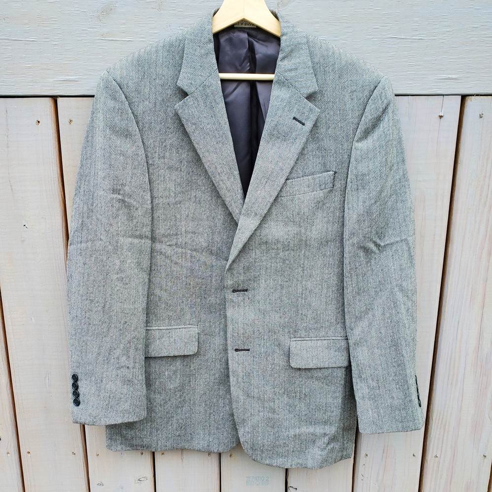 Jos. A. Bank Men's Wool Blazer 40R Herringbone Pattern Sport Coat