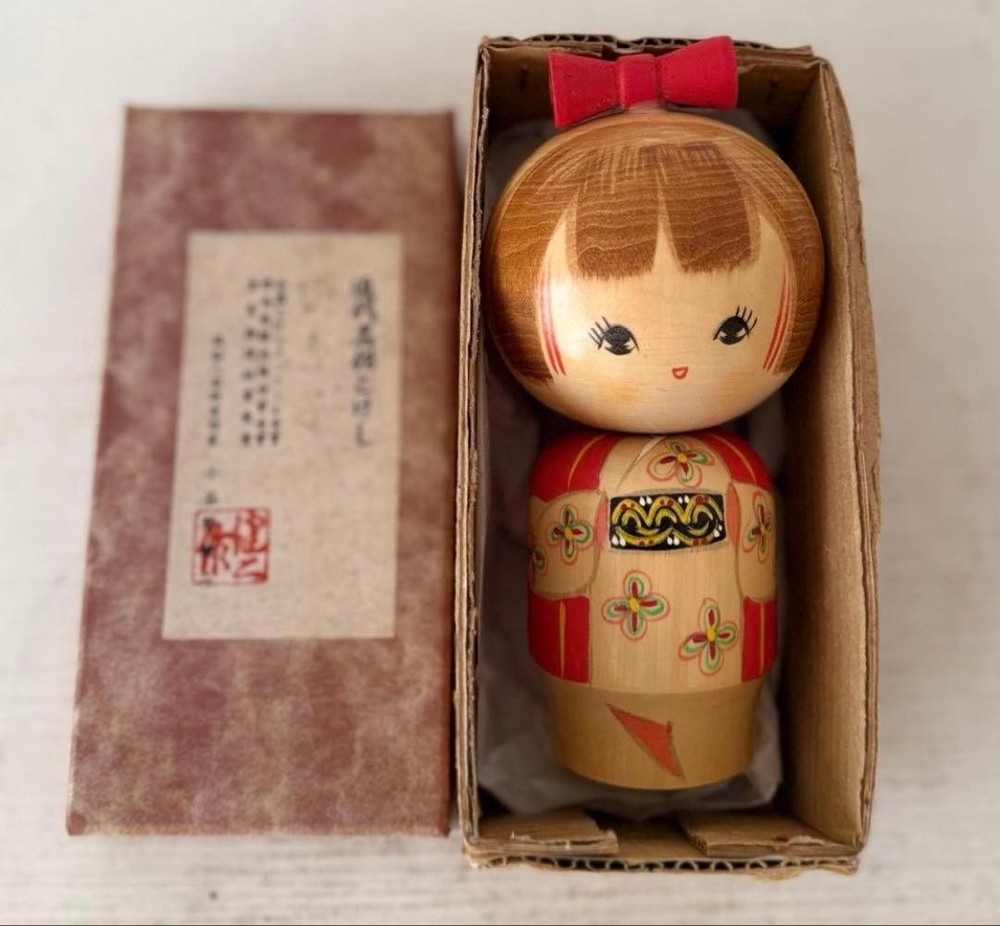 Kenji Koyano Inakanoko Kokeshi Doll 15cm Vintage Japan Original Box