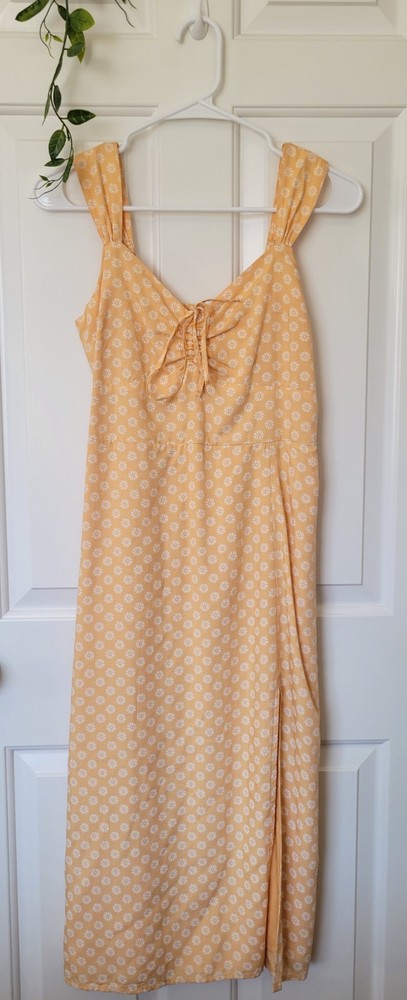 Abercrombie & Fitch Dainty Yellow Sleeveless Floral Midi Spring/Summer Dress