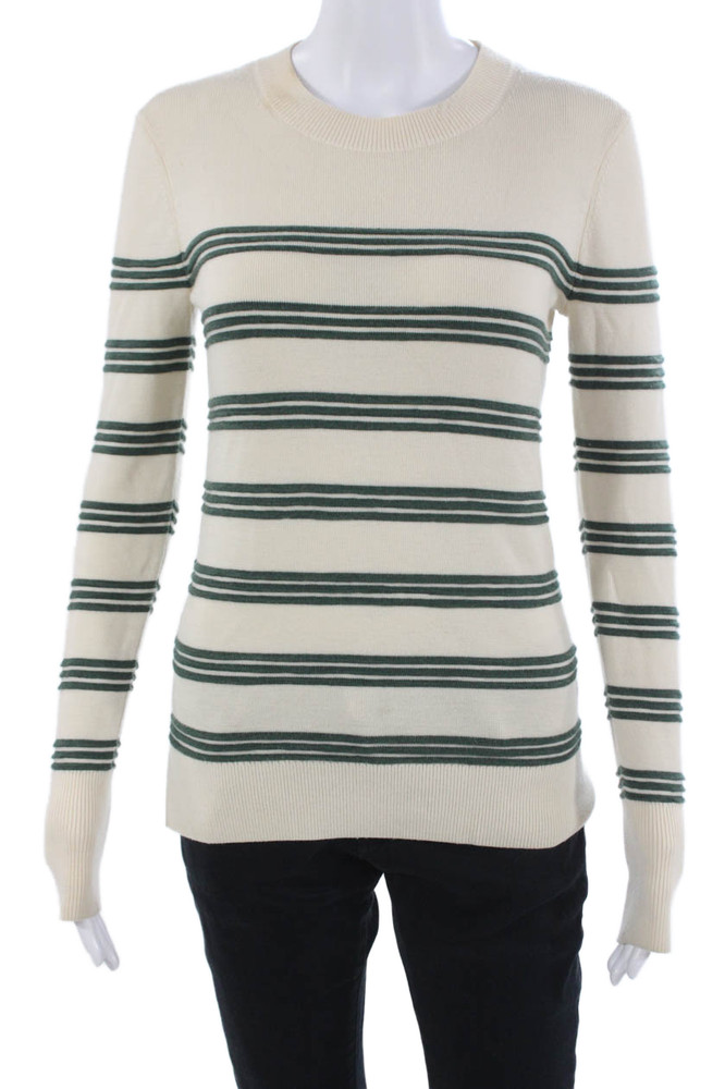 Veronica Beard Unisex Pullover Sweater Beige Merino Wool Crew Neck Size XSFree Shipping in US $100+ Orders | $6.95 Orders Below